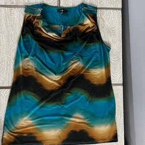 3X Time Line Blouse With Zipper Shoulders